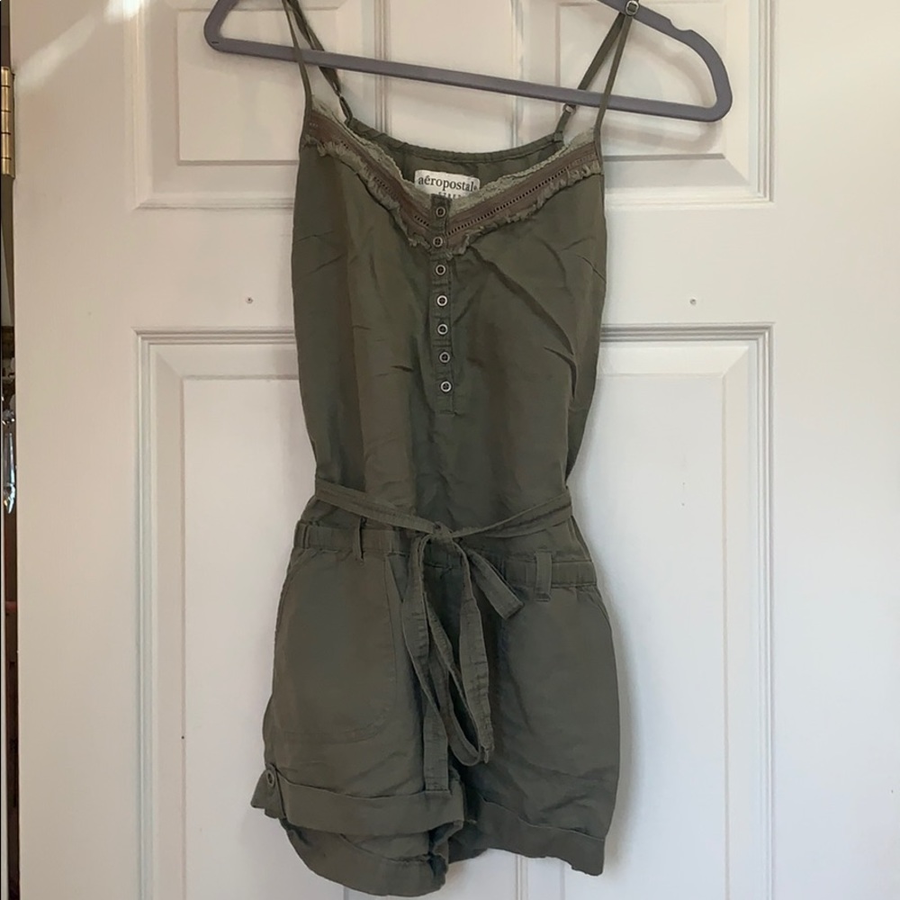 Utility Army Green Romper with belt